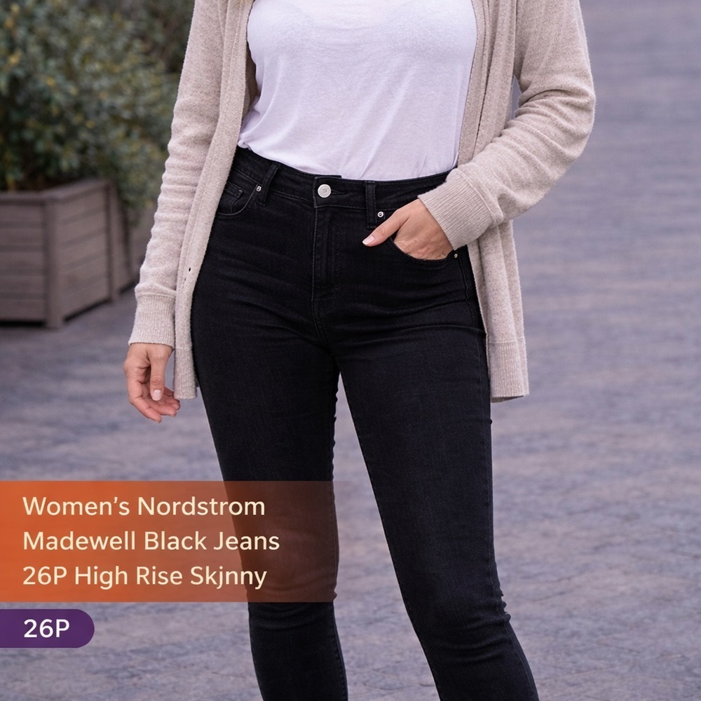 Nordstorm madewell Black Jeans 26P high rise skinny jeans